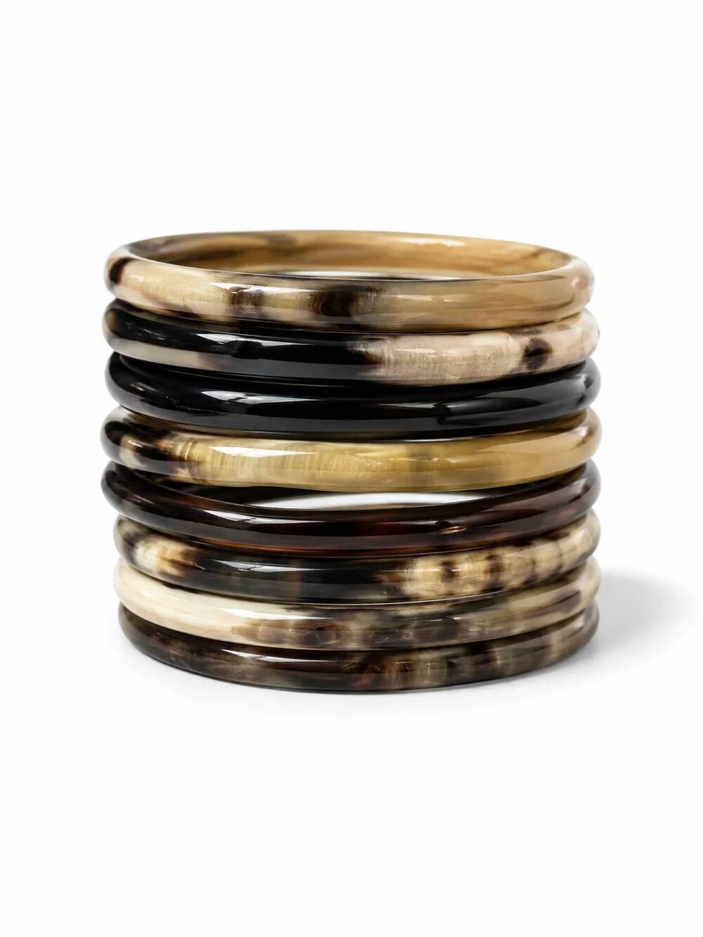 NEW VIVO women's dark horn bangle - set of 7 in multicolor